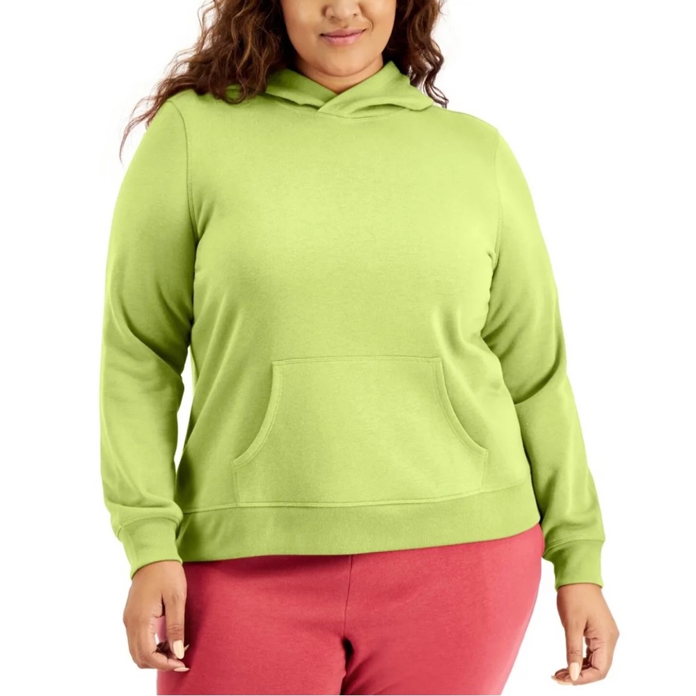 ID Ideology Plus Size Pullover Hoodie Barbell 2X Yellow green long sleeve